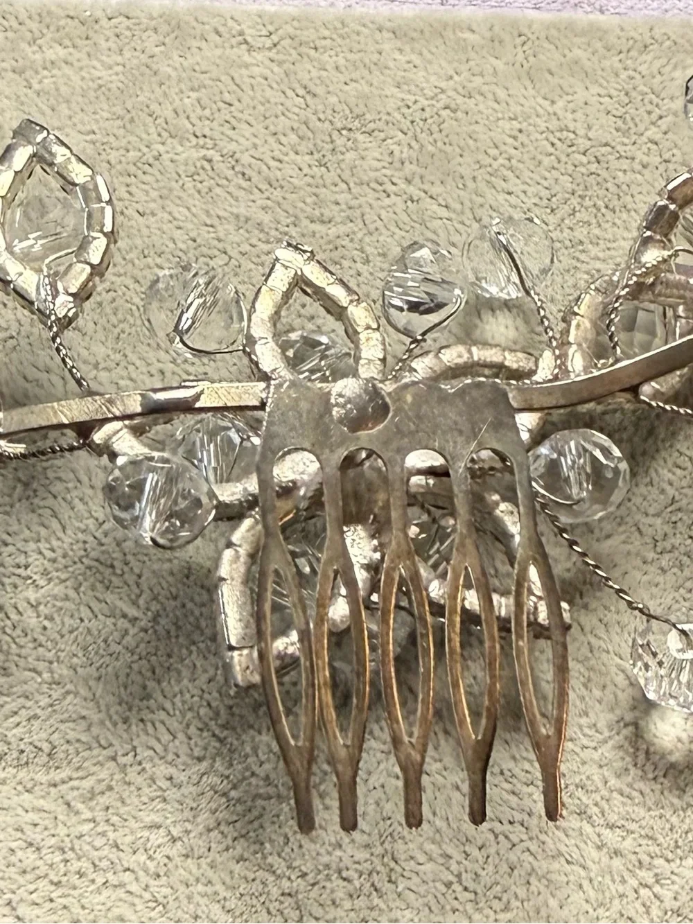Crystal Floral Bridal Hair Comb - Silver Tone